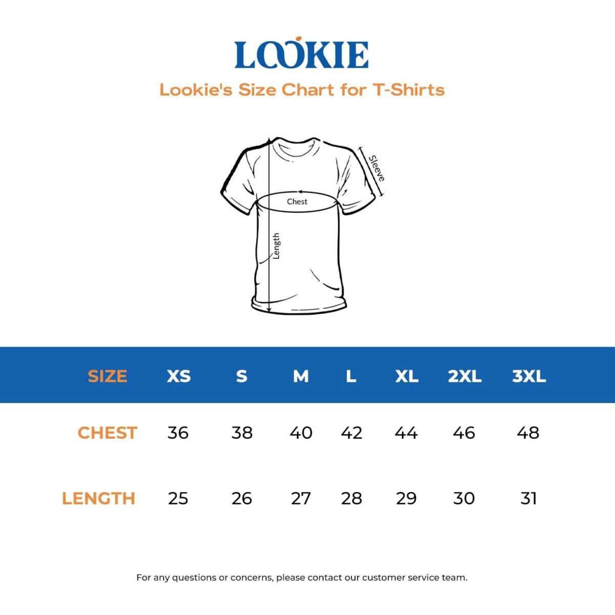 Lookie Tshirt Size-Chart